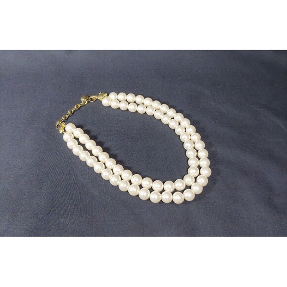 Double Strand Faux Pearl Necklace w/Gold Tone Metal Chain and Clasp, 17 inches - Picture 5 of 8